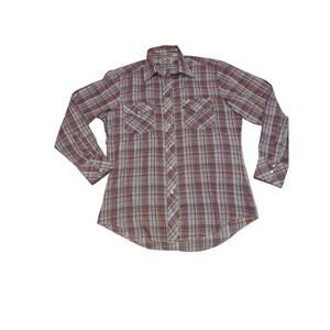 Vintage Pardners Plaid Pearl Snap Button Up Womens M Western W/ Gold